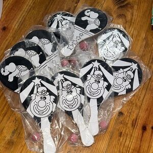 NEW Oriental Trading Company 11 Black and White Party Paddle Ball Set
